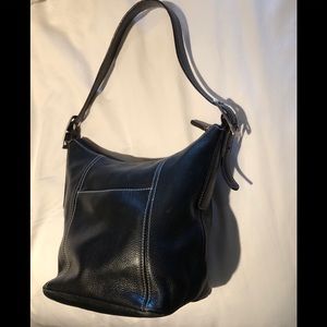 Black Leather handbag Brown handle